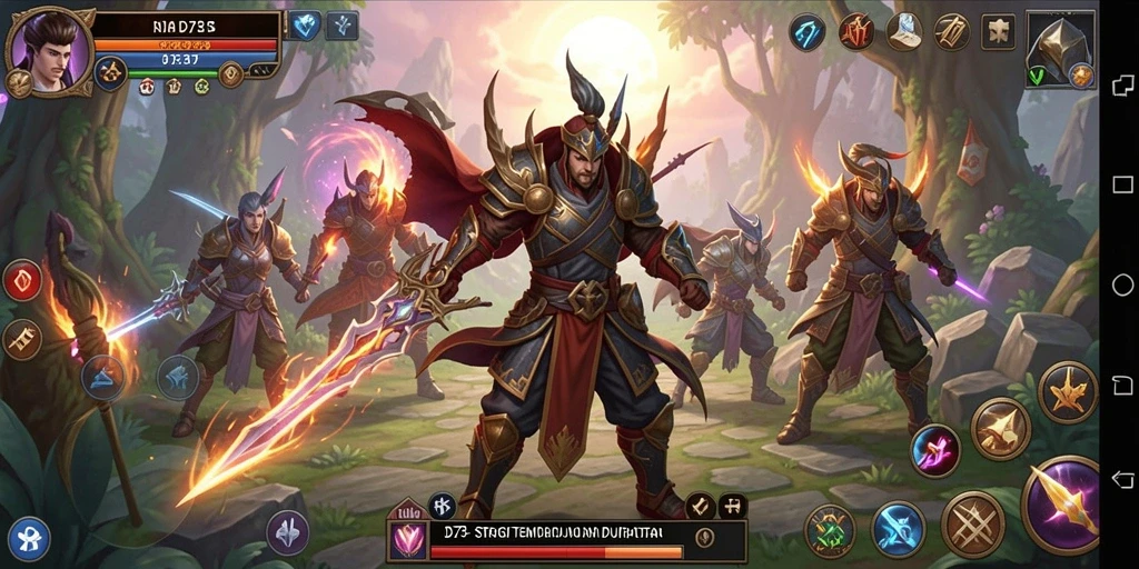 Tampilan gameplay D73 yang epik dan penuh strategi.