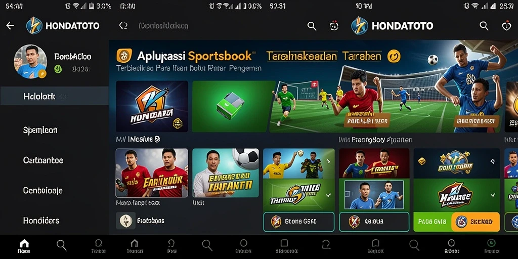 Screenshot utama HONDATOTO menampilkan fitur taruhan olahraga yang menarik.