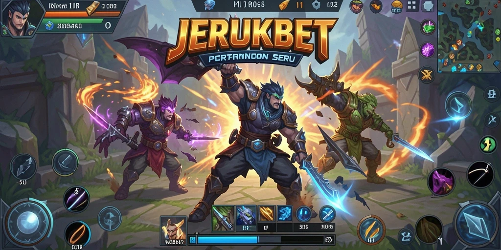 Screenshot gameplay epik JERUKBET dalam aksi MOBA.
