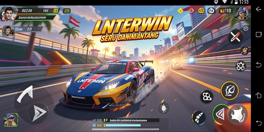 Screenshot LNTERWIN menampilkan aksi balapan mendebarkan dan grafis yang menawan.