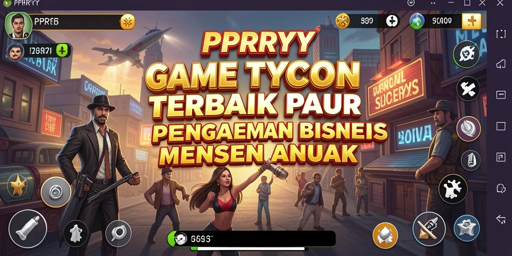 Screenshot gameplay PPRRYY menunjukkan keseruan membangun kerajaan bisnis.