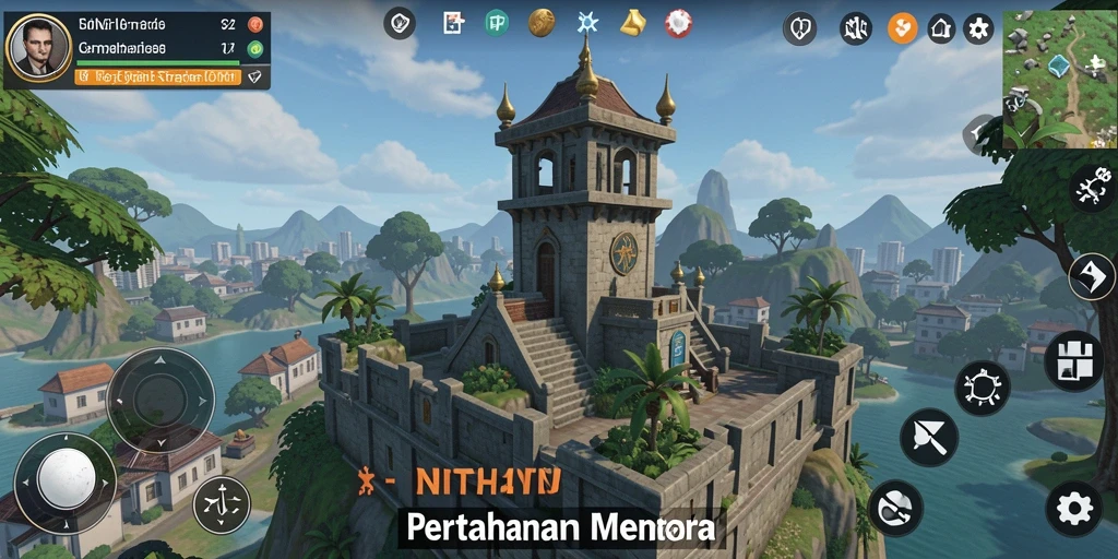 Tangkapan layar dari gameplay menara defensif di SINTE4D.